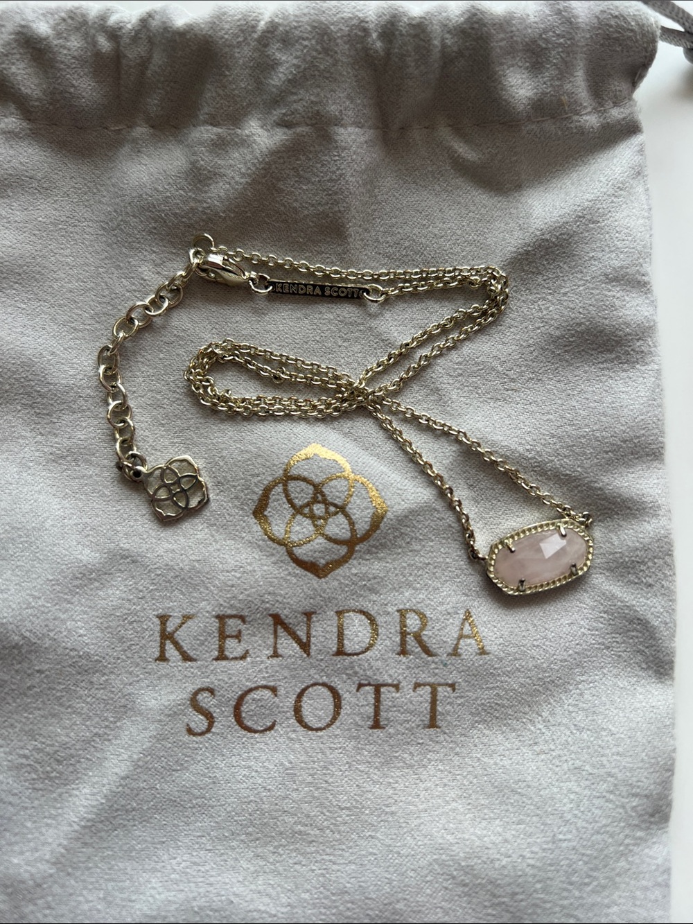 Kendra Scott Gold Necklace with Rose Quartz Pendant